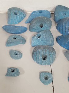 Thumbnail image of Lot of 25 Blue Bouldering / Rock Climbing Grips Hand / Foot - No Bolts