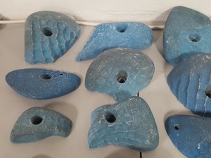 Thumbnail image of Lot of 25 Blue Bouldering / Rock Climbing Grips Hand / Foot - No Bolts