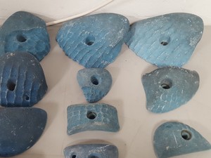Thumbnail image of Lot of 25 Blue Bouldering / Rock Climbing Grips Hand / Foot - No Bolts