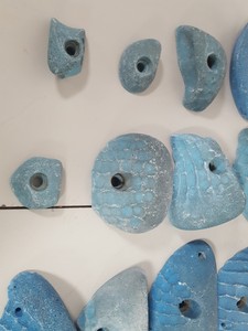 Thumbnail image of Lot of 25 Blue Bouldering / Rock Climbing Grips Hand / Foot - No Bolts