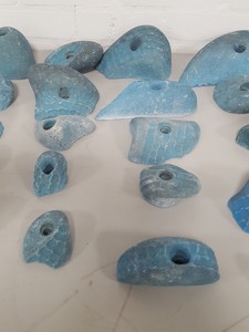 Thumbnail image of Lot of 25 Blue Bouldering / Rock Climbing Grips Hand / Foot - No Bolts