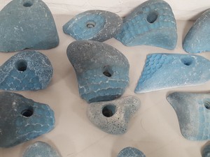 Thumbnail image of Lot of 25 Blue Bouldering / Rock Climbing Grips Hand / Foot - No Bolts