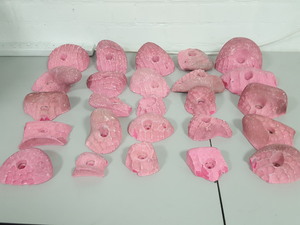 Thumbnail image of Lot of 25 Pink Bouldering / Rock Climbing Grips Hand / Foot - No Bolts