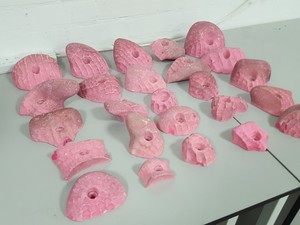 Thumbnail image of Lot of 25 Pink Bouldering / Rock Climbing Grips Hand / Foot - No Bolts