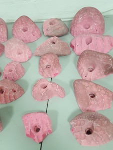 Thumbnail image of Lot of 25 Pink Bouldering / Rock Climbing Grips Hand / Foot - No Bolts