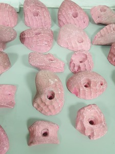 Thumbnail image of Lot of 25 Pink Bouldering / Rock Climbing Grips Hand / Foot - No Bolts
