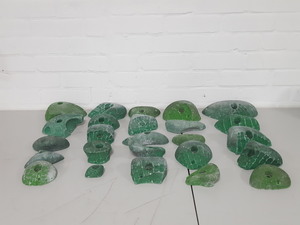 Thumbnail image of Lot of 25 Green Bouldering / Rock Climbing Grips Hand / Foot - No Bolts
