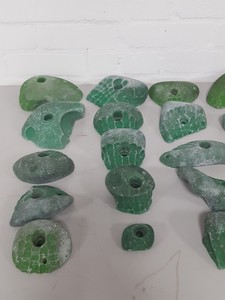 Thumbnail image of Lot of 25 Green Bouldering / Rock Climbing Grips Hand / Foot - No Bolts