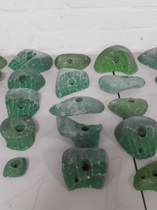 Thumbnail image of Lot of 25 Green Bouldering / Rock Climbing Grips Hand / Foot - No Bolts