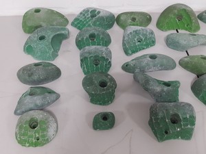 Thumbnail image of Lot of 25 Green Bouldering / Rock Climbing Grips Hand / Foot - No Bolts