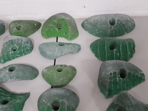 Thumbnail image of Lot of 25 Green Bouldering / Rock Climbing Grips Hand / Foot - No Bolts