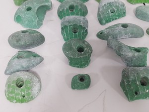Thumbnail image of Lot of 25 Green Bouldering / Rock Climbing Grips Hand / Foot - No Bolts