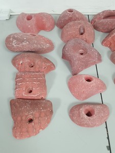 Thumbnail image of Lot of 25 Pink Bouldering / Rock Climbing Grips Hand / Foot - No Bolts