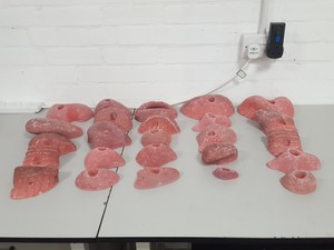 Thumbnail image of Lot of 25 Pink Bouldering / Rock Climbing Grips Hand / Foot - No Bolts