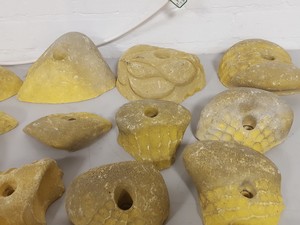 Thumbnail image of Lot of 25 Yellow Bouldering / Rock Climbing Grips Hand / Foot - No Bolts
