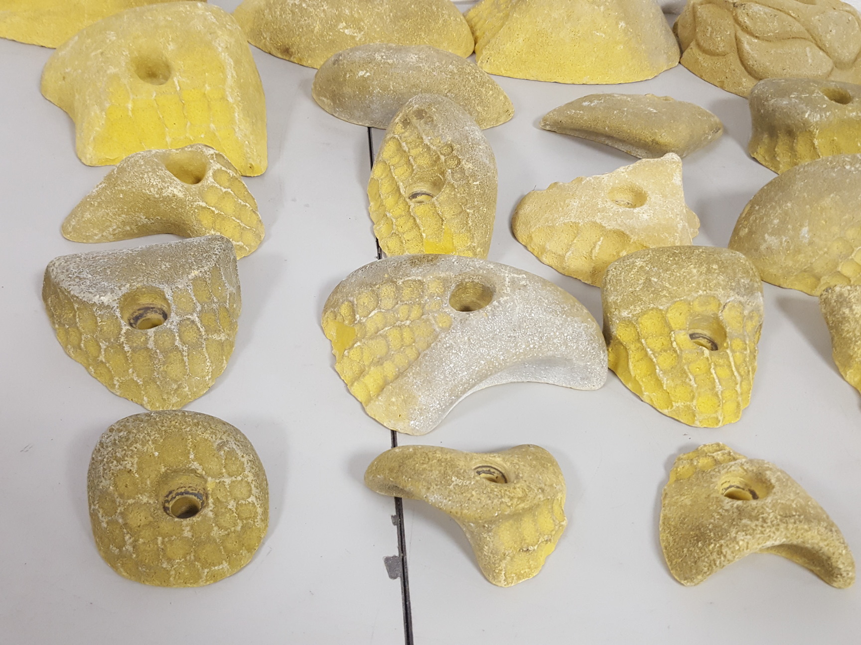 Image of Lot of 25 Yellow Bouldering / Rock Climbing Grips Hand / Foot - No Bolts
