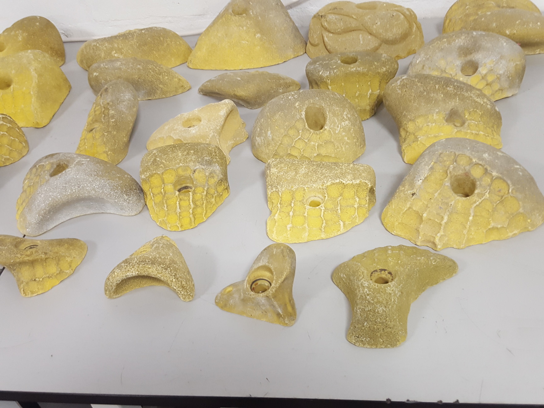 Image of Lot of 25 Yellow Bouldering / Rock Climbing Grips Hand / Foot - No Bolts