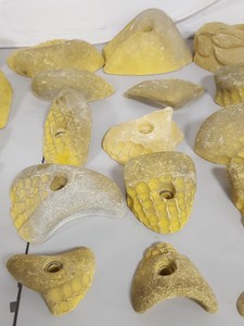 Thumbnail image of Lot of 25 Yellow Bouldering / Rock Climbing Grips Hand / Foot - No Bolts