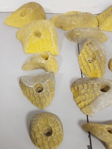 Thumbnail image of Lot of 25 Yellow Bouldering / Rock Climbing Grips Hand / Foot - No Bolts