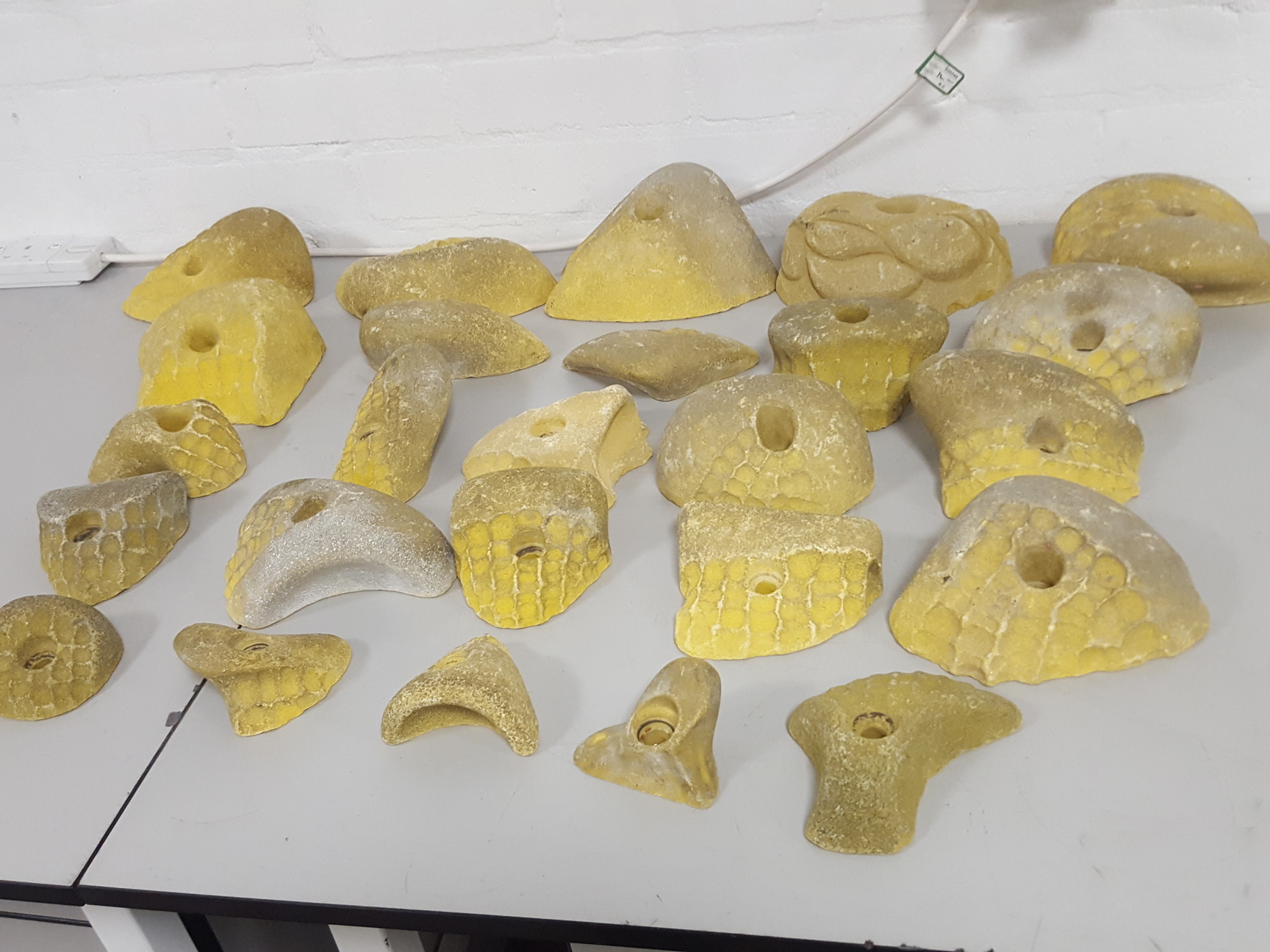 Image of Lot of 25 Yellow Bouldering / Rock Climbing Grips Hand / Foot - No Bolts