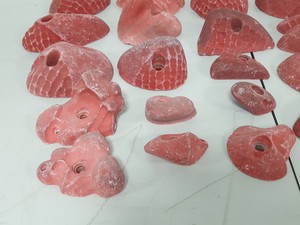 Thumbnail image of Lot of 25 Red Bouldering / Rock Climbing Grips Hand / Foot - No Bolts