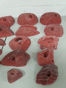 Thumbnail image of Lot of 25 Red Bouldering / Rock Climbing Grips Hand / Foot - No Bolts