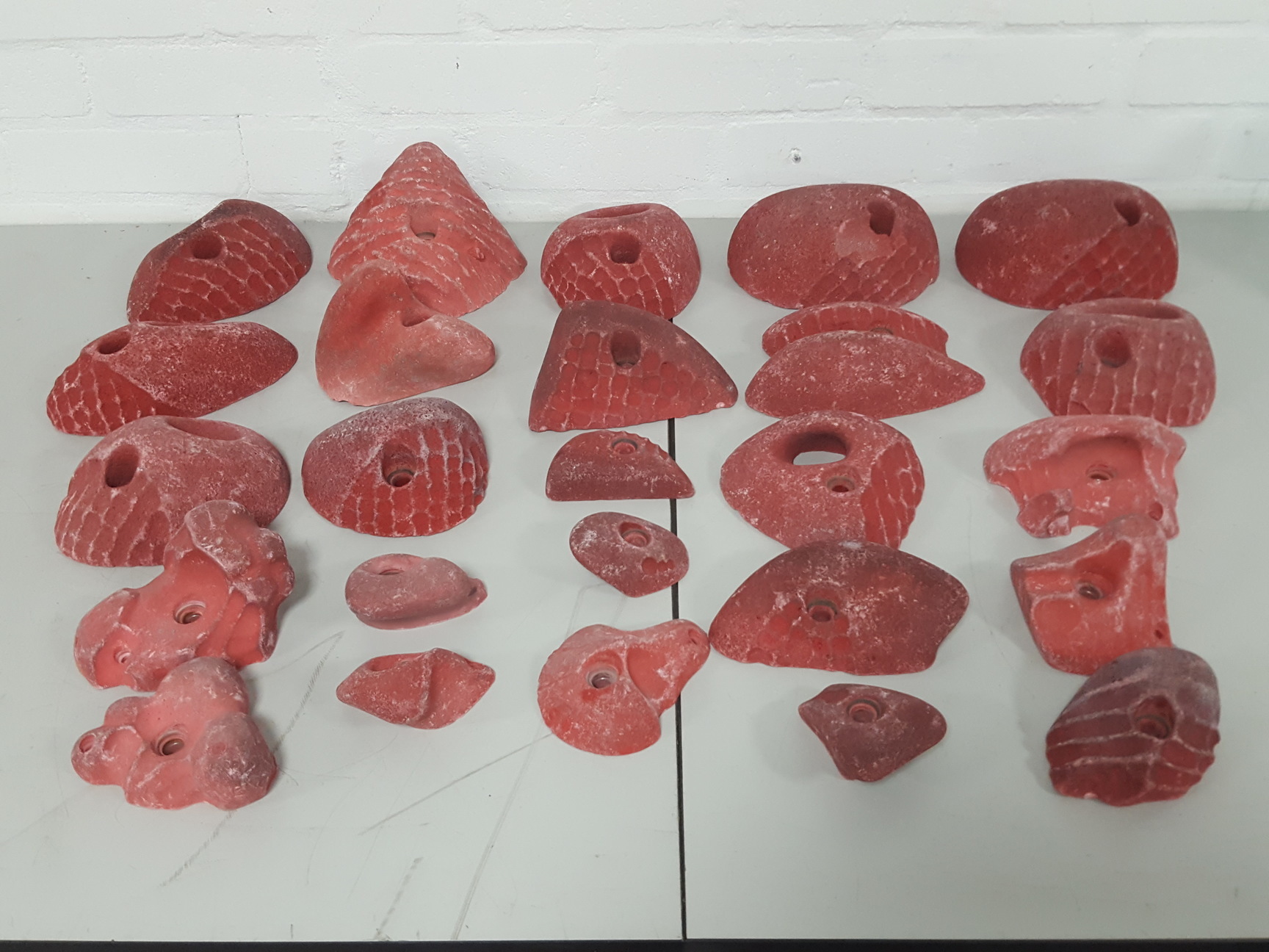 Image of Lot of 25 Red Bouldering / Rock Climbing Grips Hand / Foot - No Bolts