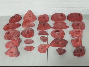 Thumbnail image of Lot of 25 Red Bouldering / Rock Climbing Grips Hand / Foot - No Bolts