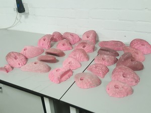 Thumbnail image of Lot of 25 Pink Bouldering / Rock Climbing Grips Hand / Foot - No Bolts