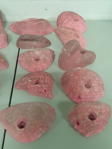 Thumbnail image of Lot of 25 Pink Bouldering / Rock Climbing Grips Hand / Foot - No Bolts