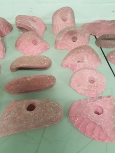 Thumbnail image of Lot of 25 Pink Bouldering / Rock Climbing Grips Hand / Foot - No Bolts