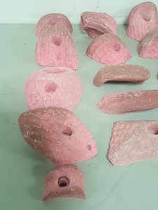 Thumbnail image of Lot of 25 Pink Bouldering / Rock Climbing Grips Hand / Foot - No Bolts