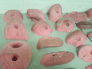 Thumbnail image of Lot of 25 Pink Bouldering / Rock Climbing Grips Hand / Foot - No Bolts