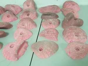 Thumbnail image of Lot of 25 Pink Bouldering / Rock Climbing Grips Hand / Foot - No Bolts