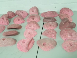 Thumbnail image of Lot of 25 Pink Bouldering / Rock Climbing Grips Hand / Foot - No Bolts