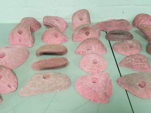Thumbnail image of Lot of 25 Pink Bouldering / Rock Climbing Grips Hand / Foot - No Bolts