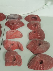 Thumbnail image of Lot of 25 Red Bouldering / Rock Climbing Grips Hand / Foot - No Bolts