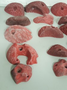 Thumbnail image of Lot of 25 Red Bouldering / Rock Climbing Grips Hand / Foot - No Bolts