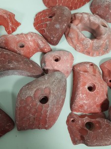 Thumbnail image of Lot of 25 Red Bouldering / Rock Climbing Grips Hand / Foot - No Bolts