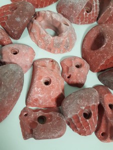 Thumbnail image of Lot of 25 Red Bouldering / Rock Climbing Grips Hand / Foot - No Bolts