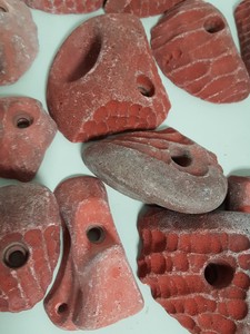 Thumbnail image of Lot of 25 Red Bouldering / Rock Climbing Grips Hand / Foot - No Bolts