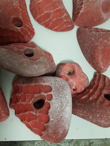Thumbnail image of Lot of 25 Red Bouldering / Rock Climbing Grips Hand / Foot - No Bolts