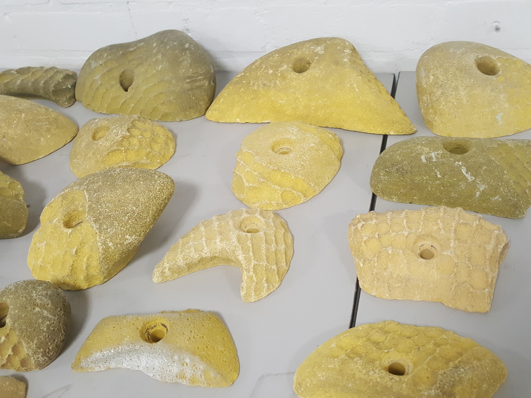 Image of Lot of 25 Yellow Bouldering / Rock Climbing Grips Hand / Foot - No Bolts