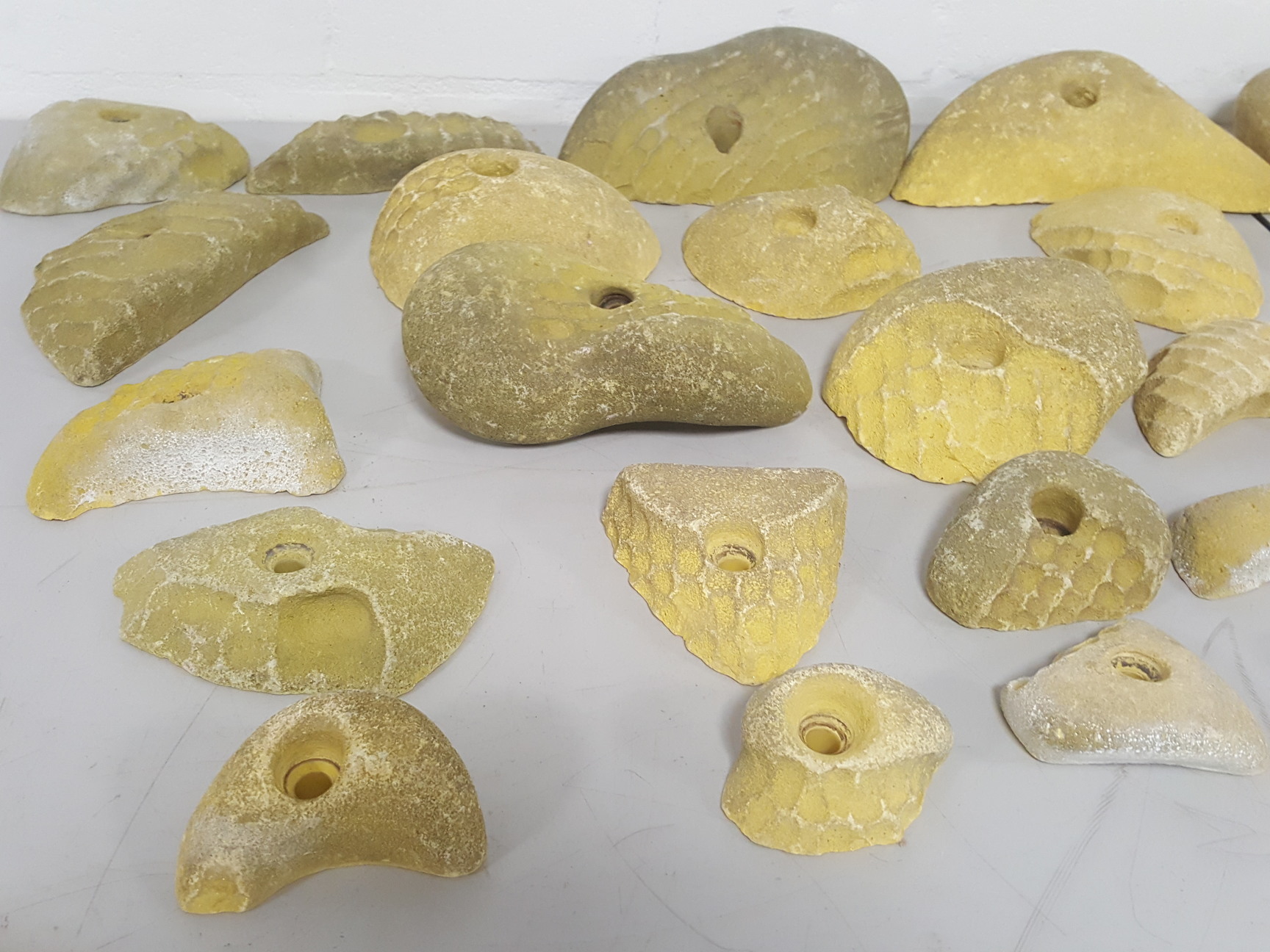 Image of Lot of 25 Yellow Bouldering / Rock Climbing Grips Hand / Foot - No Bolts