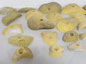 Thumbnail image of Lot of 25 Yellow Bouldering / Rock Climbing Grips Hand / Foot - No Bolts