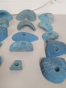 Thumbnail image of Lot of 25 Blue Bouldering / Rock Climbing Grips Hand / Foot - With Bolts