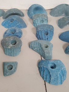 Thumbnail image of Lot of 25 Blue Bouldering / Rock Climbing Grips Hand / Foot - With Bolts