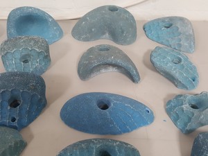 Thumbnail image of Lot of 25 Blue Bouldering / Rock Climbing Grips Hand / Foot - With Bolts