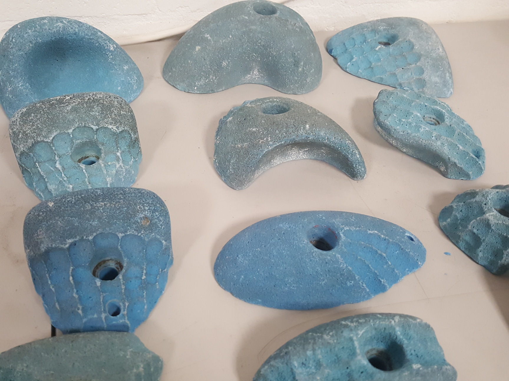 Image of Lot of 25 Blue Bouldering / Rock Climbing Grips Hand / Foot - With Bolts