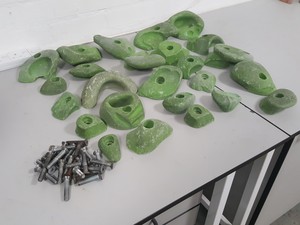 Thumbnail image of Lot of 25 Green Bouldering / Rock Climbing Grips Hand / Foot - With Bolts